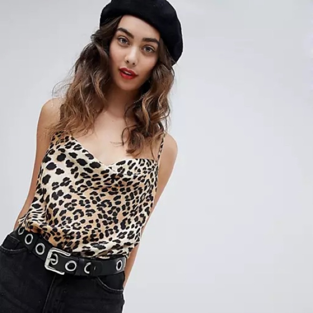 River Island Leopard Cowl Neck Top